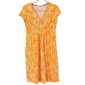 Boden Women’s Jersey Day V-neck Dress Orange Print‎ Cap Sleeve Size 8R